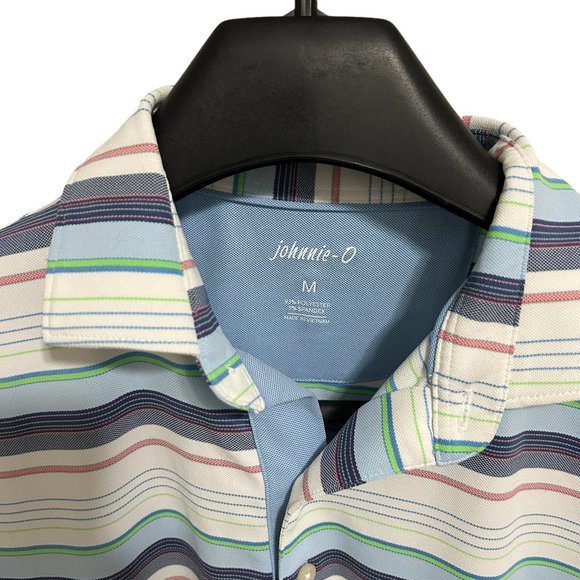 Johnnie-O Striped Men’s Polo Shirt Size Medium Short Sleeve Logo - Picture 5 of 7